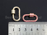 Colorful Enamel pave Oval Shape Clasp, Enamel Pave Clasp, Black/Red/Pink/White/Blue Carabiner Clasp, 16x28mm, sku#H232