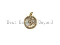 Clear CZ Micro Pave Snake Shape on Mother-of-pearl Pendant Charm, Cubic Zirconia Charm, 16x18mm,sku#Z848