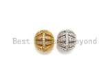 CZ Pave Cage beads, Cubic Zirconia 11x12mm Spacer Beads, Gold/Silver Spacer Beads, sku#Z875