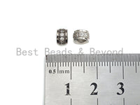 Big Hole CZ Pave beads, Cubic Zirconia Spacer Beads, European Large hole Bead, 4x6mm, sku#Z886