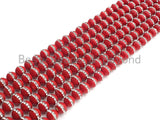 6mm/8mm/10mm/12mm RED Pearl with rhinestone inlaid, RED Round Mother of Pearl Beads, 15.5inch Full strand, Sku#V62