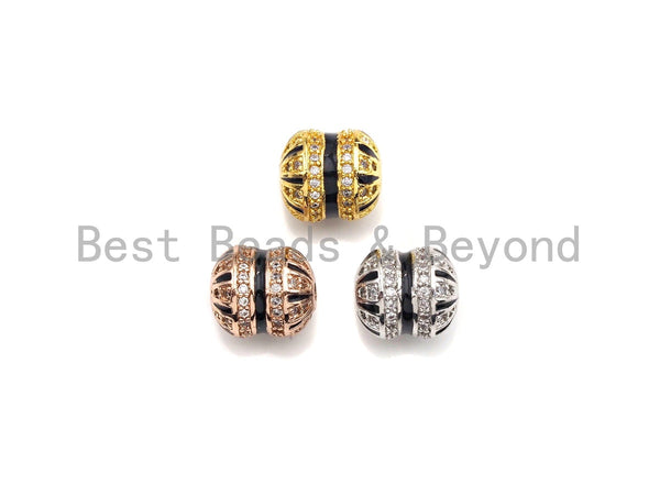 CZ Pave Pillow Shape beads, Cubic Zirconia Spacer Beads, 9x10mm, Men's Jewelry Findings,sku#Z932