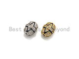 CZ Pave Barrel beads, Barrel Tube Cubic Zirconia Spacer Beads, Gold/Silver Finish, 9x11mm, sku#Z933