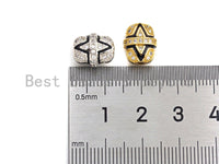 CZ Pave Barrel beads, Barrel Tube Cubic Zirconia Spacer Beads, Gold/Silver Finish, 9x11mm, sku#Z933 Bestbeadsbeyond