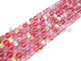 Matte Red Spectrolite Aura Quartz Matte, High Quality in Round 6mm/8mm/10mm/12mm, Red Manmade Crystal beads, 15.5inch strand, SKU#U823