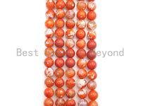 Natural Orange Fire Agate Beads, 6mm/8mm/10mm Round Fire Agate Beads, 15.5" Full Strand, Sku#UA68