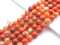 Natural Orange Fire Agate Beads, 6mm/8mm/10mm Round Fire Agate Beads, 15.5" Full Strand, Sku#UA68