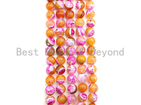 Natural Pink Orange Fire Agate Beads, 6mm/8mm/10mm Round Faceted Fire Agate Beads, 15.5" Full Strand, Sku#UA69