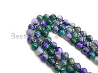 Natural Green Purple Fire Agate Beads, 6mm/8mm/10mm Round Faceted Fire Agate Beads, 15.5" Full Strand, Sku#UA71