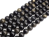 High Quality Natural Golden Obsidian Beads, 6mm/8mm/10mm/12mm/14mm Round Smooth Obsidian Beads, 15.5" Full Strand, sku#U847