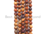 New Color Agate Beads, 10mm Round Brown Yellow Fire Agate, 15.5" Full Strand, sku#U855