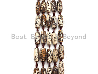 1pc/11pc Natural Tibetan Agate Barrel Spacer Beads, Brown White Dzi Spacer Beads, Tibetan Dzi Beads, 11x25mm, sku#U868