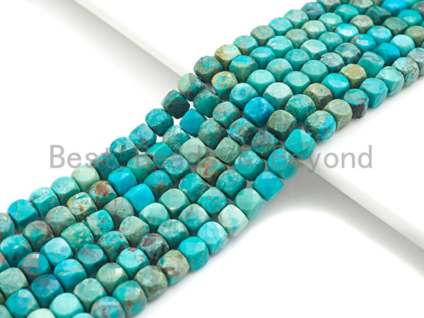High Quality Natural Turquoise Cube Beads, 5mm Turquoise Faceted Cube beads, 16" Full strand, sku#U814