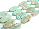 1pc/6pc Natural Blue Agate Large Long Oval Spacer Beads, Turquoise Blue Agate Spacer Beads, 25x50mm, Sku#U878