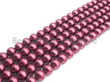 Natural Mother of Pearl Maroon Round Smooth beads, 8mm/10mm/12mm Maroon MOP Beads, 15.5inch strand, SKU#T140