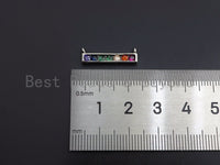 Colorful CZ Micro Pave Rainbow Necklace Bar Pendant, Cubic Zirconia Necklace Connector Link, 6x20mm,sku#Z1021