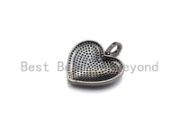 Black CZ Pave On Black Micro Pave Heart Pendant/Charm,Cubic Zirconia Pendant,Fashion Jewelry Findings, 23x24mm, sku#Z1024