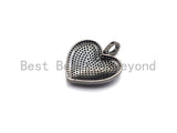 Black CZ Pave On Black Micro Pave Heart Pendant/Charm,Cubic Zirconia Pendant,Fashion Jewelry Findings, 23x24mm, sku#Z1024