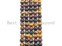 Quality Natural Red Yellow Blue Tiger Eye, Mixed Color Tiger Eye Beads, 6mm/8mm/10mm/12mm Tiger Eye Beads,15.5" Full Strand, sku#UA65