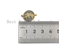 CZ Micro Pave Elephant On Round Coin Charm, Elephant Connector for Bracelet/Necklace, Space Connector Link, 15x21mm, sku#Z1064