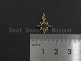 Black CZ Micro Pave North Star Shaped Pendant, Cubic Zirconia Star Charm,Gold Tone, 12x14mm,sku#Z1070