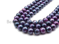 Mystic Plated Purple Tiger Eye Beads, Round Smooth 6mm/8mm/10mm Tiger Eye, 15.5" Full Strand, Sku#UA72 Bestbeads&Beyond