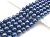 Mystic Plated Blue Tiger Eye Beads, Round Blue Tiger Eye 8mm/10mm/12mm, Natural Tiger Eye, 15.5" Full Strand, sku#UA75