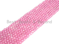 2mm/3mm/4mm High Quality Sparkly Cubic Zirconia Beads, Faceted Sparkly Pink Color beads, 15.5inch full strand, SKU#U918