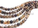 High Quality Natural Faceted Banded Agate Beads, 6mm/8mm/10mm, Champagne Brown White Banded Agate Beads,15.5" Full Strand, SKU#UA78