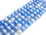 Mystic Plated Faceted Agate Beads,6mm/8mm/10mm, Plated Blue White Banded Agate Beads,15.5" Full Strand, SKU#UA80