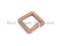 Fully CZ Micro pave Spring Snap Hook Clasp, Gold/Rose gold/Silver/Black, Square Shape Carabiner Clasp, 27mm, sku#H261 BestbeadsbeyondUS