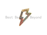 NEW Fully CZ Micro pave Lightning Bolt Clasp with Easy Open Spring, CZ Pave Lock, Spring Snap Link Clasp, 19x38mm, sku#H262