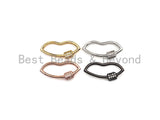 PRESELLING Clear CZ Micro pave Lip Shape Clasp, CZ Pave Clasp, Gold/Silver/Rose Gold/Gunmetal Carabiner Clasp, 15x25mm, sku#H268