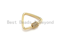 Clear CZ Micro pave Triangle Clasp, CZ Pave Lock, Gold/Silver/Rose Gold/Gunmetal Carabiner Clasp, 24x25mm, sku#H269