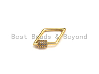 PRESELLING Clear CZ Micro pave Rhombus Clasp, CZ Pave Lock, Gold/Silver/Rose Gold/Gunmetal Carabiner Clasp, 19x30mm, sku#H270