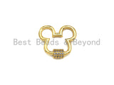 Clear CZ Micro pave Mickey Mouse Head Clasp, CZ Pave Lock, Carabiner Clasp, Chain Connector, 24x22mm,mm, sku#H273