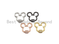 Clear CZ Micro pave Mickey Mouse Head Clasp, CZ Pave Lock, Carabiner Clasp, Chain Connector, 24x22mm,mm, sku#H273