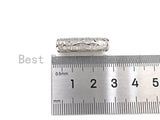 Clear CZ Micro Pave Flower Patten Curved Tube, Flower Cubic Zirconia Spacer Tube for Bracelet, 7x26mm, sku#Z1080