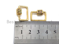 Colorful CZ Micro pave Rectangle Shape Clasp, CZ Pave Clasp, 24K Gold Carabiner Clasp, 15x20mm, sku#H192