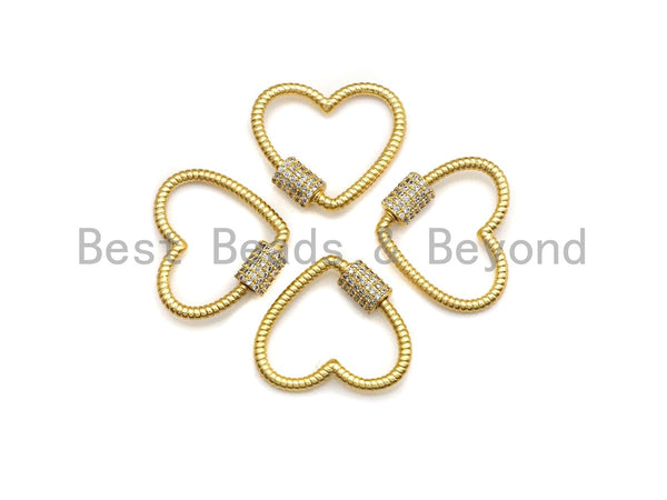 Gold/Black/Rose Gold CZ Micro pave Heart Clasp, Heart Screw clasp, Heart shape clasp,Gold Carabiner Clasp, 21mm, sku#H199