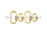 Matte Gold Clear CZ Micro pave Oval Shape Clasp, CZ Pave Clasp, 24K Gold Carabiner Clasp,10x19mm/14x28mm, sku#H204