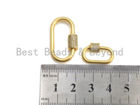 Matte Gold Clear CZ Micro pave Oval Shape Clasp, CZ Pave Clasp, 24K Gold Carabiner Clasp,10x19mm/14x28mm, sku#H204