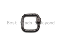 NEW Engraved Square Shape Clasp, CZ Pave Clasp, Gold/Silver/Rose Gold/Gunmetal Carabiner Clasp, 22mm, sku#H207