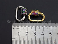 Colorful CZ Micro pave Oval Shape Clasp, CZ Pave Clasp, Gold/Silver/Rose Gold/Gunmetal Carabiner Clasp, 16x23mm, sku#H211