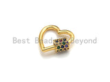 Colorful CZ Micro pave Heart Shape Clasp, CZ Pave Clasp, Gold/Silver/Rose Gold/Gunmetal Carabiner Clasp, 25mm, sku#H212 Bestbeads&Beyond