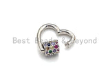 Colorful CZ Micro pave Heart Shape Clasp, CZ Pave Clasp, Gold/Silver/Rose Gold/Gunmetal Carabiner Clasp, 25mm, sku#H212 Bestbeads&Beyond