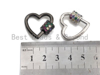 Colorful CZ Micro pave Heart Shape Clasp, CZ Pave Clasp, Gold/Silver/Rose Gold/Gunmetal Carabiner Clasp, 25mm, sku#H212 Bestbeads&Beyond