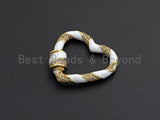 Colorful Enamel Pave Heart Shape Clasp, Gold Carabiner Heart Clasp, 29mm, sku#H214 BestbeadsbeyondUS