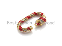 Colorful Enamel Pave Oval Shape Clasp, Gold Carabiner Clasp, Screw Clasp, Chain Connector Clasp, 17x32mm, sku#H215 Bestbeads&Beyond