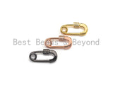 Clear CZ Micro pave Safety Pin Lock Clasp, CZ Pave Pin Lock Clasp, Black/Rose Gold/Gold Carabiner Clasp, 15x30mm, sku#H222